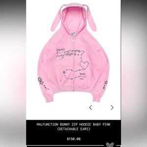 Malfunktion Bunny Pink Hoodie with Detachable Ears